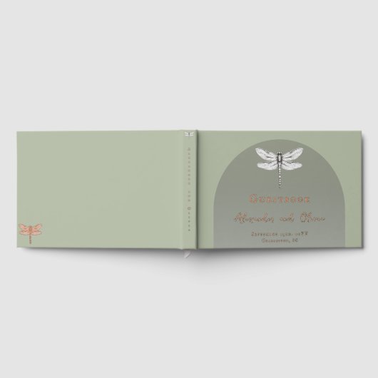 Sage Green Dragonfly Wedding Gastenboek (Volledig)
