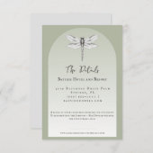 Sage Green Dragonfly Wedding Informatiekaartje (Voorkant / Achterkant)