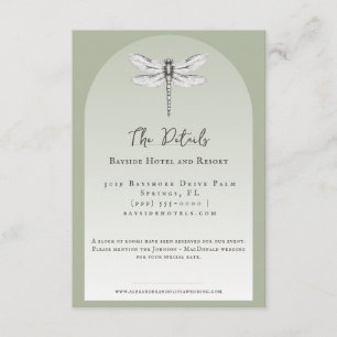 Sage Green Dragonfly Wedding Informatiekaartje