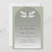 Sage Green Dragonfly Wedding Kaart (Voorkant)