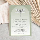 Sage Green Dragonfly Wedding Kaart