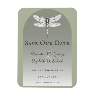 Sage Green Dragonfly Wedding Magneet