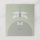 Sage Green Dragonfly Wedding Plaatskaartje (Buitenkant ongevouwen)