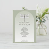 Sage Green Dragonfly Wedding Programma (Staand voorkant)