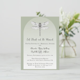 Sage Green Dragonfly Wedding repetitie diner Kaart