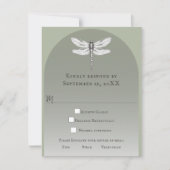 Sage Green Dragonfly Wedding RSVP Kaartje (Voorkant)