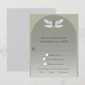 Sage Green Dragonfly Wedding RSVP Kaartje (Voorkant / Achterkant)