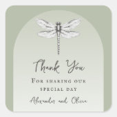 Sage Green Dragonfly Wedding Vierkante Sticker (Voorkant)