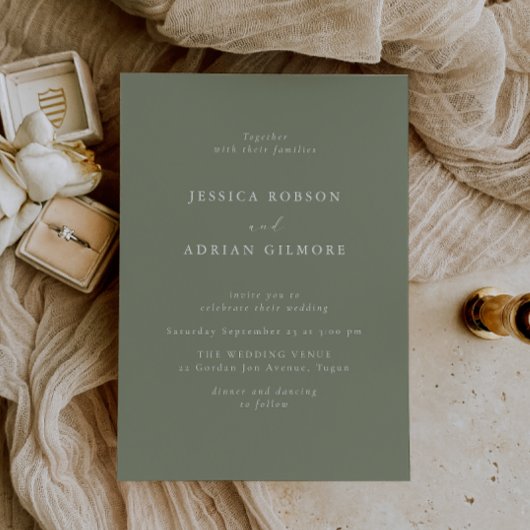 Sage Green Dream Modern Minimal Wedding Kaart