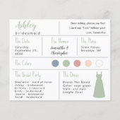 Sage Green Dress Color Bridesmaid Information Kaar (Voorkant)