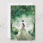 Sage Green Dress Emerald Forest Girl Mis Quince Kaart (Voorkant)