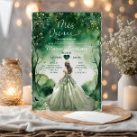 Sage Green Dress Emerald Forest Girl Mis Quince Kaart<br><div class="desc">Sage Green Dress Emerald Forest Girl Mis Quince Invitation Quinceanera 15 Anos,  16e verjaardag</div>