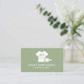 Sage Green Drukwerk Custom Kleding Winkel Visitekaartje (Staand voorkant)