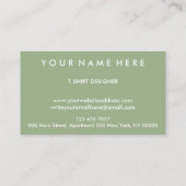 Sage Green Drukwerk Custom Kleding Winkel Visitekaartje (Achterkant)