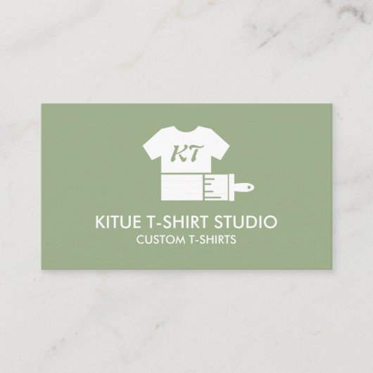 Sage Green Drukwerk Custom Kleding Winkel Visitekaartje (Voorkant)
