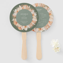 sage green dry gedroogd botanisch script elegant b handwaaier