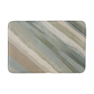 Sage Green Dusty Blue Beige Cream Abstract Stripe Badmat