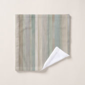 Sage Green Dusty Blue Taupe Grijs Boerderij Streep Bad Handdoek (Wasdoekje)