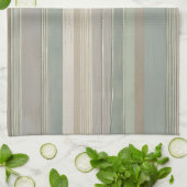 Sage Green Dusty Blue Taupe Grijs Boerderij Streep Theedoek (Gevouwen)