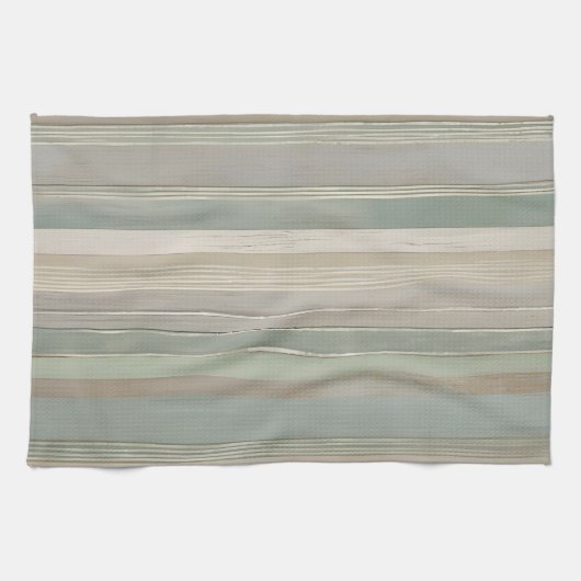 Sage Green Dusty Blue Taupe Grijs Boerderij Streep Theedoek (Horizontaal)