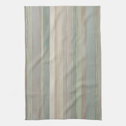 Sage Green Dusty Blue Taupe Grijs Boerderij Streep Theedoek (Verticaal)