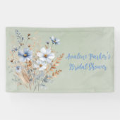 Sage Green Dusty Blue Wildflower Vrijgezellenfeest Spandoek (Horizontaal)