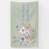 Sage Green Dusty Blue Wildflower Vrijgezellenfeest Spandoek (Verticaal)