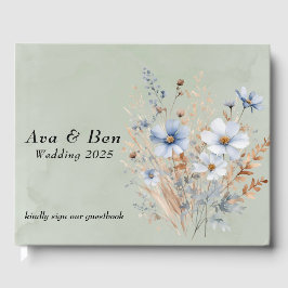 Sage Green Dusty Blue Wildflower Wedding Gastenboek