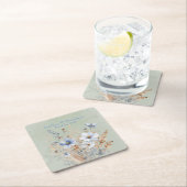 Sage Green Dusty Blue Wildflower Wedding Kartonnen Onderzetters (Insitu)