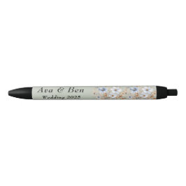 Sage Green Dusty Blue Wildflower Wedding Zwarte Inkt Pen