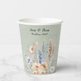 Sage Green Dusty Blue Wildflowers Wedding Papieren Bekers