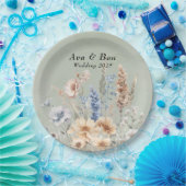 Sage Green Dusty Blue Wildflowers Wedding Papieren Bordje (Feest)