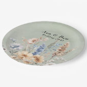 Sage Green Dusty Blue Wildflowers Wedding Papieren Bordje (Gekanteld)