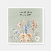 Sage Green Dusty Blue Wildflowers Wedding Servet (Voorkant)