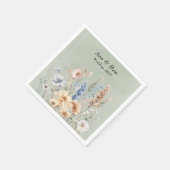 Sage Green Dusty Blue Wildflowers Wedding Servet (Hoek)