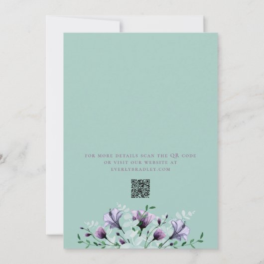 Sage Green Dusty Paarse Bloemen Save the Date Kaart (Achterkant)