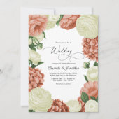 Sage Green, Dusty Peach & Ivory Floral Wedding Kaart (Voorkant)