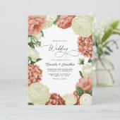 Sage Green, Dusty Peach & Ivory Floral Wedding Kaart (Staand voorkant)