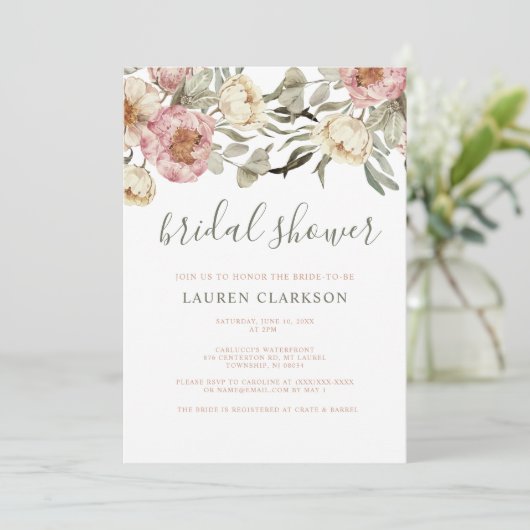 Sage Green Dusty Pink Floral Vrijgezellenfeest Kaart (Staand voorkant)