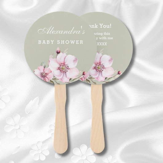 Sage Green Dusty Pink Roses Baby shower Handwaaier