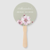 Sage Green Dusty Pink Roses Vrijgezellenfeest Handwaaier (Voorkant)