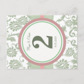 Sage Green Dusy Roos op White Table Number Briefkaart (Voorkant)