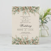 Sage Green Earthy Eucalyptus Wedding Kaart (Staand voorkant)