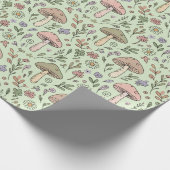 Sage Green Earthy Mushroom Seamless Pattern Cadeaupapier (Hoek)