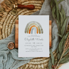 Sage Green Earthy Tone Rainbow Baby shower Kaart