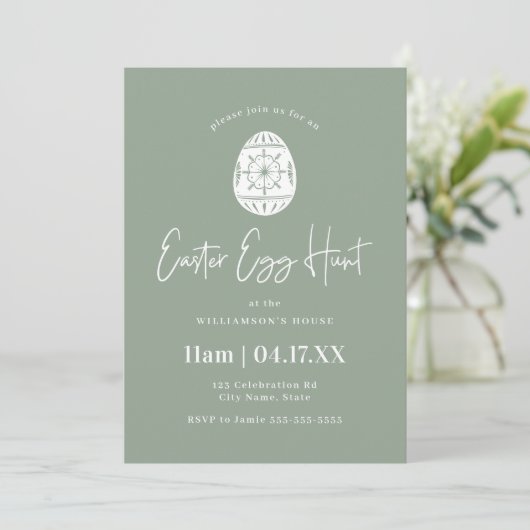 Sage Green Easter Egg Hunt Kaart (Staand voorkant)