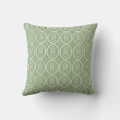 Sage Green & Ecru Deco Patterned Cushion Kussen (Achterkant)