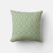 Sage Green & Ecru Deco Patterned Cushion Kussen (Voorkant)