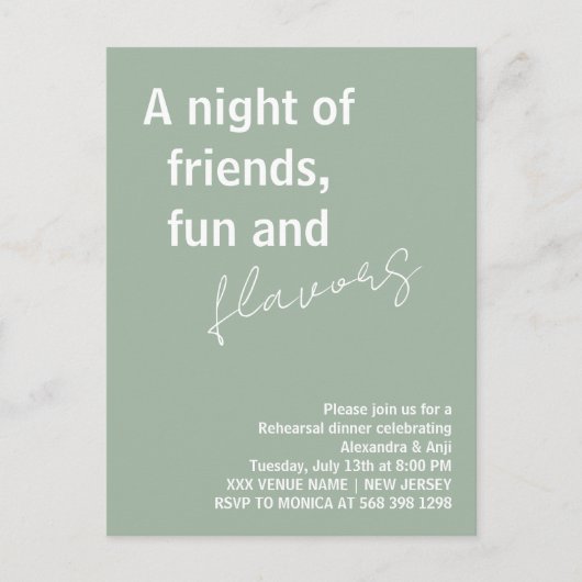 Sage Green een avond van leuke vrienden repetitie  Briefkaart (Voorkant)