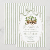 Sage Green Een beetje pompoen Baby shower Kaart (Voorkant / Achterkant)